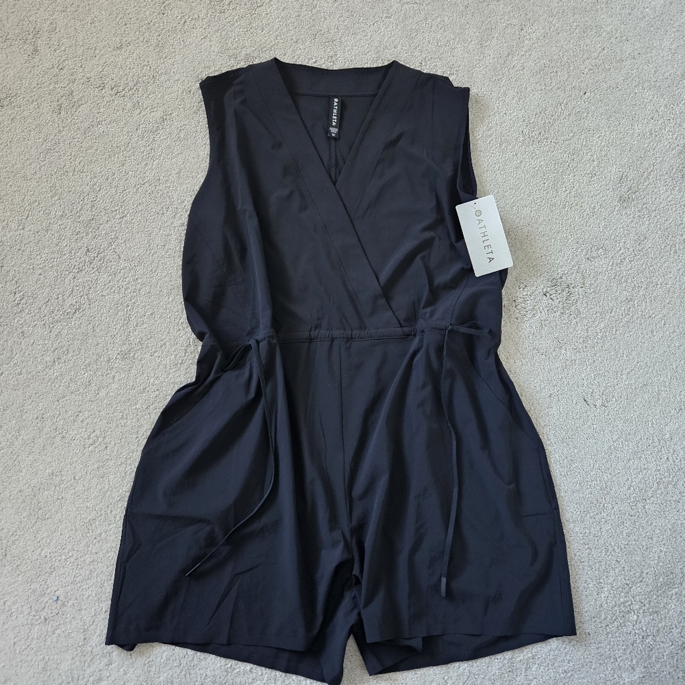NWT Athleta | Marlow Romper Black Athletic Athleisure Outdoor, Womens 1X - Picture 3 of 7